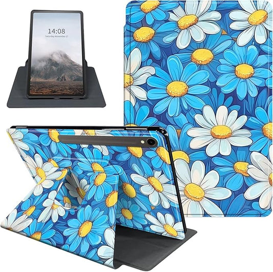Case for Samsung Galaxy Tab S10 FE / S9 FE 5G 10.9 inch & Tab S9 11 inch, PU Leather 360° Rotating Stand Cover, Auto Sleep/Wake, Folio Smart Protective Cover, Blue Daisies