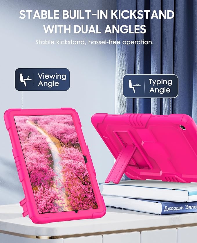 OKP Case for New Samsung Galaxy Tab A9+/ A9 Plus 11 Inch 2023 (SM-X210/X216/X218), Heavy Duty Shockproof Rugged 11" Galaxy A9+ Tablet Protective Cover with Kickstand for Kids Boys Girls, Hot Pink