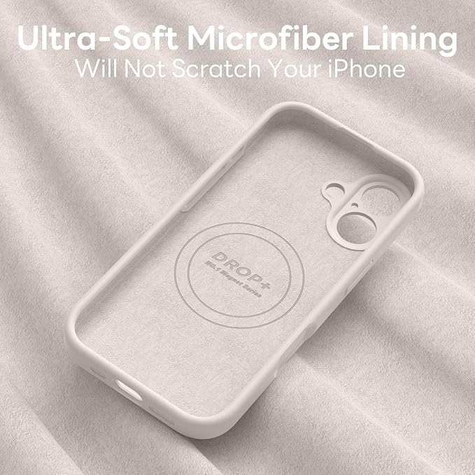 Vooii Magnetic Compatible with iPhone 17 Case (Compatible with Magsafe) (Upgraded Camera Protection) Liquid Silicone Shockproof Full Body Protective Phone Cover for Women Men, Stone, 6.3"