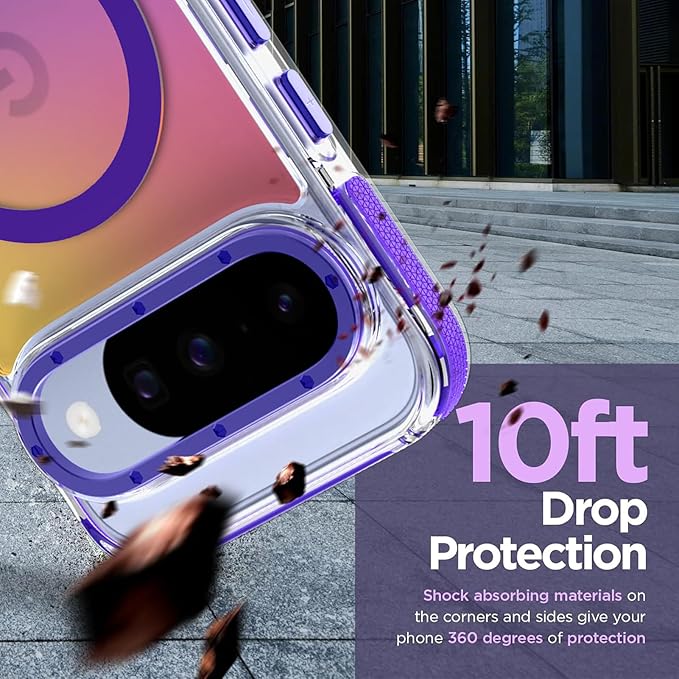 MOWIME Magnetic Case for Google Pixel 10/10 Pro [Compatible with Magsafe] [Cute Fashion Fluorescent Design] Shockproof Slim Translucent Matte Case for Pixel 10/10 Pro 6.3", Purple