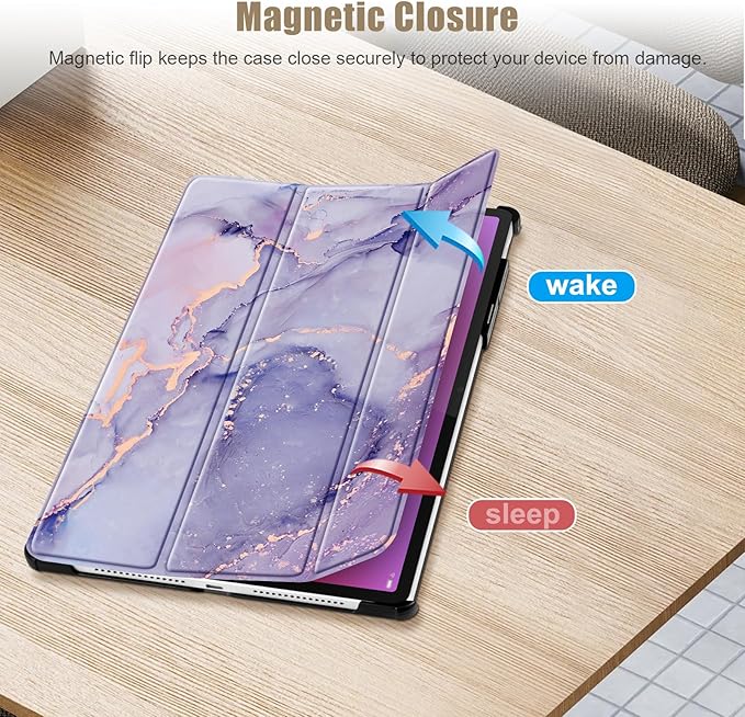 Fintie Case for Lenovo Yoga Pad Pro AI 12.7" TB520FU / Yoga Tab Plus 12.7 inch Tablet, Lightweight Slim Shell Stand with Auto Sleep/Wake, Lilac Marble