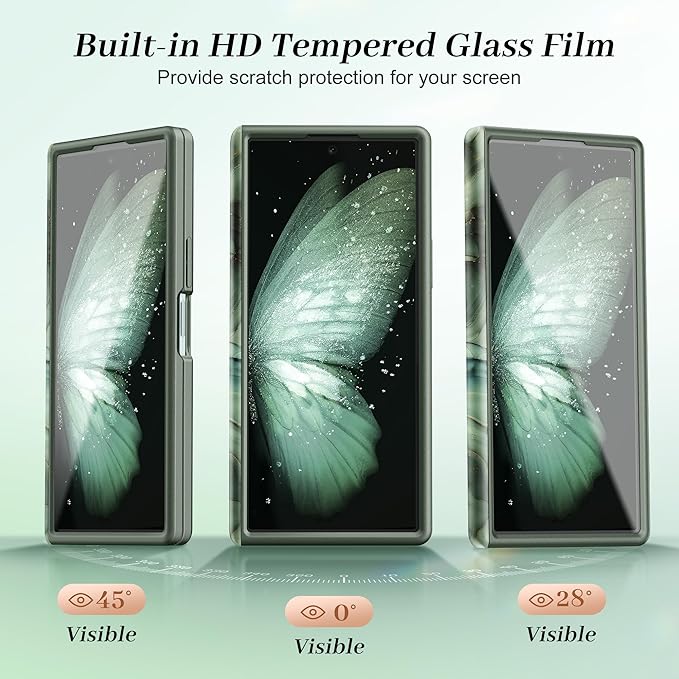 GVIEWIN for Samsung Galaxy Z Fold 7 Case Built-in HD Screen Protector [Compatible with Magsafe][Hidden Kickstand] Magnetic Full-Body Hinge Protection Slim Phone Case for Z Fold 7, Desert Dream/Green