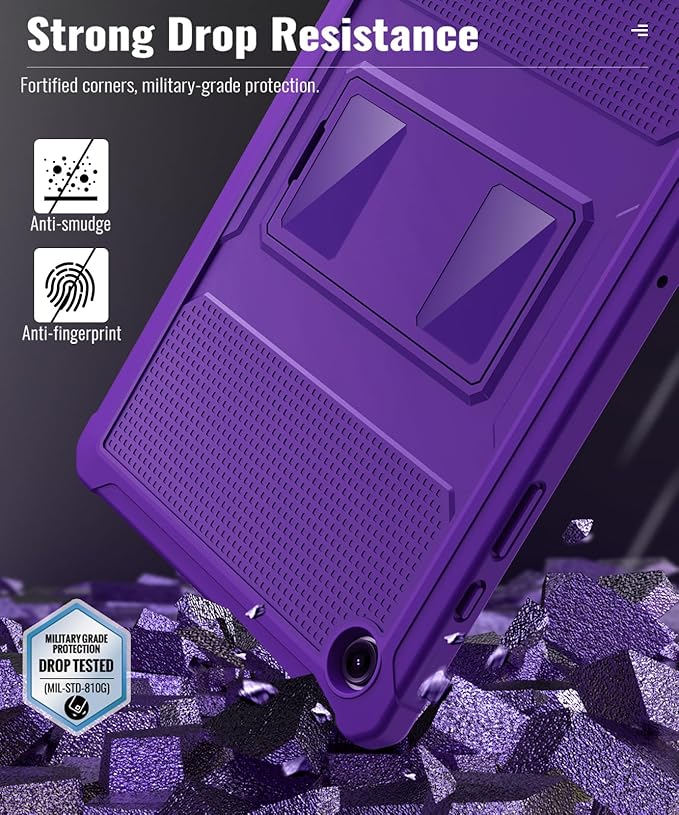 MoKo Case Fit Galaxy Tab A9 Plus 11-Inch 2023 (SM-X210/X216/X218), Shockproof Full Body Rugged Stand Back Cover Built-in Screen Protector Fit Galaxy Tab A9+ 11" 2023, Deep Purple