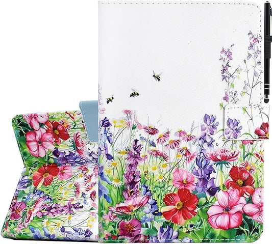 KEROM Case for Samsung Galaxy Tab A9+ Plus 11 Inch 2024 2023 (SM-X210/X216/X218), Slim PU Leather Stand Case Protective Cover for Galaxy Tab A9+/A9 Plus Tablet, Auto Wake/Sleep - Floral