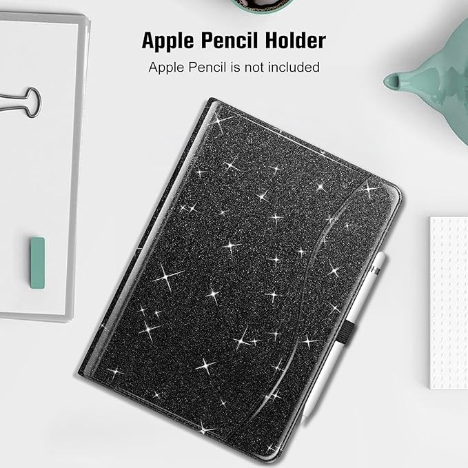 Fintie Case for iPad 9th / 8th / 7th Generation (2021/2020/2019) 10.2 Inch - [Corner Protection] Multi-Angle Viewing Stand Cover with Pocket & Pencil Holder, Auto Sleep Wake, Glittering Black