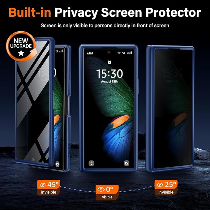 MOBOSI for Samsung Galaxy Z Fold 7 Case with Privacy Screen Protector, [Compatible with Magsafe], [Built-in Kickstand & Full Body Hinge Protection] Magnetic Slim Phone Case for Z Fold7, Blue