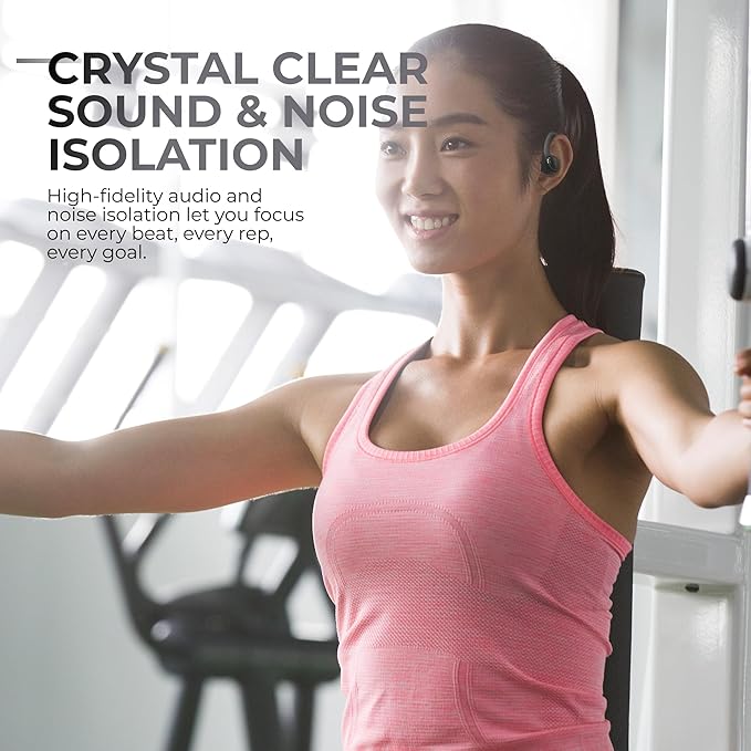 Coby True Wireless Bluetooth Earbuds, Interchangeable Ear Hooks and Tips, Multi-Sized Ear Gels, Sweat-Resistant Design, 14-Hour Play Time, Drop-Proof Case, Black