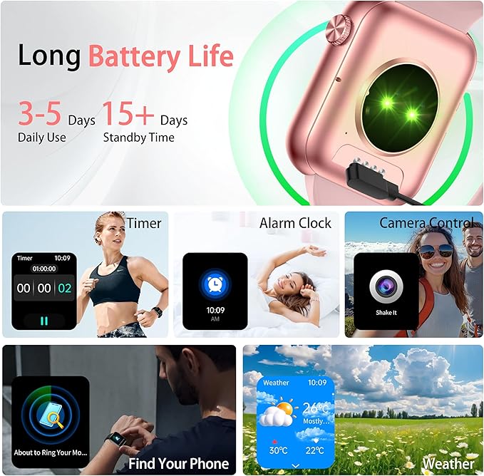 KPEP Smart Watches MP3 Player 2 in 1, 1.85" HD Smartwatch for Men Women, Answer/Make Calls, Sleep/SpO2/Heart Rate Monitoring, 100+ Sports Modes, IP68 Waterproof Fitness Tracker for iOS Android, Black