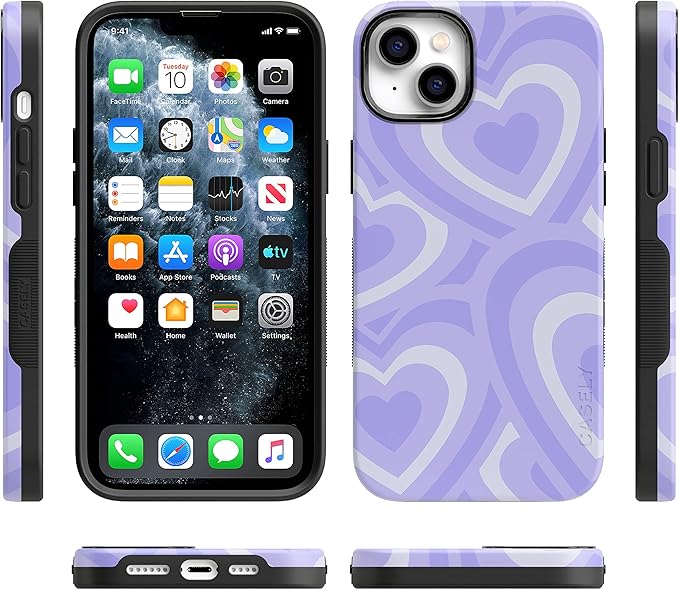 Casely iPhone 14 Case | Love Song | Lavender Heart | Compatible with MagSafe | Bold Protective Design