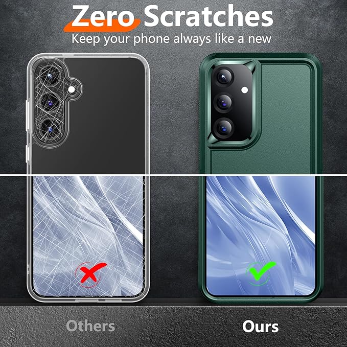 Red2Fire for Samsung Galaxy S25 Plus Case, [Military Grade Shockproof] Heavy Duty Protection Phone Case for S25 Plus Case,Dark Green