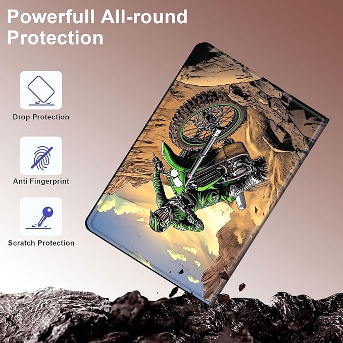 Case for Samsung Galaxy Tab S10 Plus/ S9 FE Plus/ S9 Plus 5G Tablet 12.4'', Slim PU Leather Stand Cover with Auto Wake/Sleep, Multi-Angle Viewing & Shockproof, Dirt Bike
