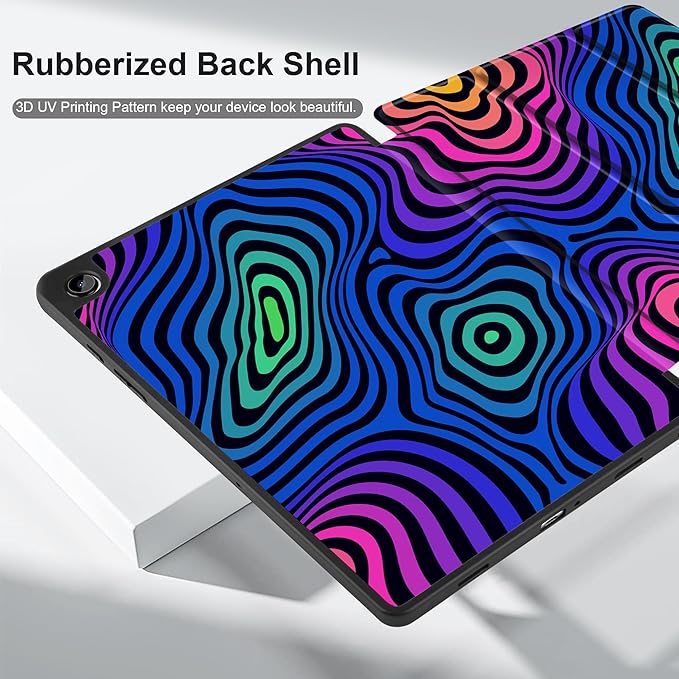 MEEgoodo Case for Samsung Galaxy Tab A9 Plus 11 inch Cover 2024 2023 with S Pen Holder, A9+ Smart Tablet Cases with Leather Trifold Stand+Soft TPU Back Shell+Smart Auto Wake/Sleep, Abstract Ripple