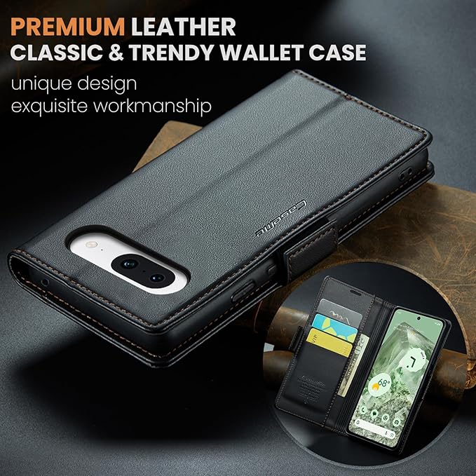 for Google Pixel 8A Case, Premium PU Leather Wallet Case Flip Cover with [RFID Blocking][Card Holder][Stand Function] Shockproof Protective for Google 8A, Black