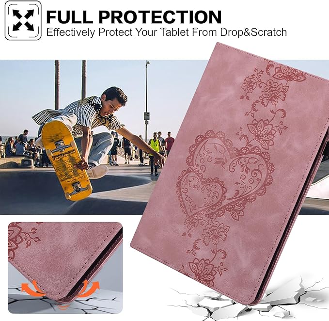 Case for Lenovo Tab M11/Tab K11 LTE 11" 2024 TB330FU Multi Angle Flip PU Leather Shockproof Case with Pencil Holder/Card Slots, Pink