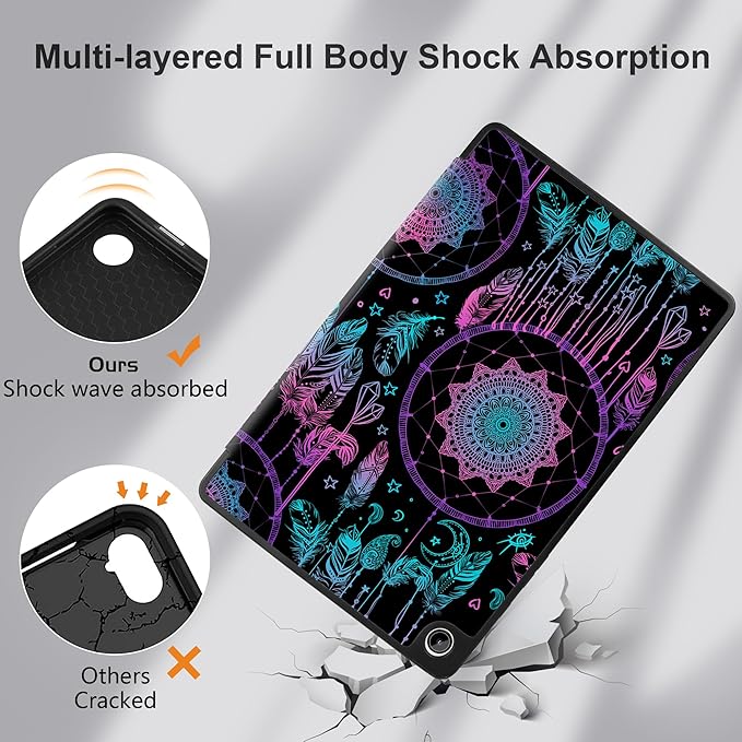 MEEgoodo Case for Samsung Galaxy Tab A9 Plus 11 inch Cover 2024 2023 with S Pen Holder, A9+ Smart Tablet Cases with Leather Trifold Stand+Soft TPU Back Shell+Smart Auto Wake/Sleep, Dreamcatcher