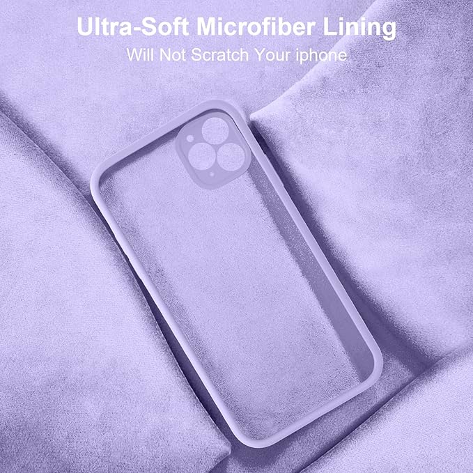 Vooii Compatible with iPhone 11 Pro Max Case, Upgraded Liquid Silicone with [Flat Edges] [Camera Protection] [Soft Anti-Scratch Microfiber Lining] Phone Case for iPhone 11 Pro Max - Light Purple