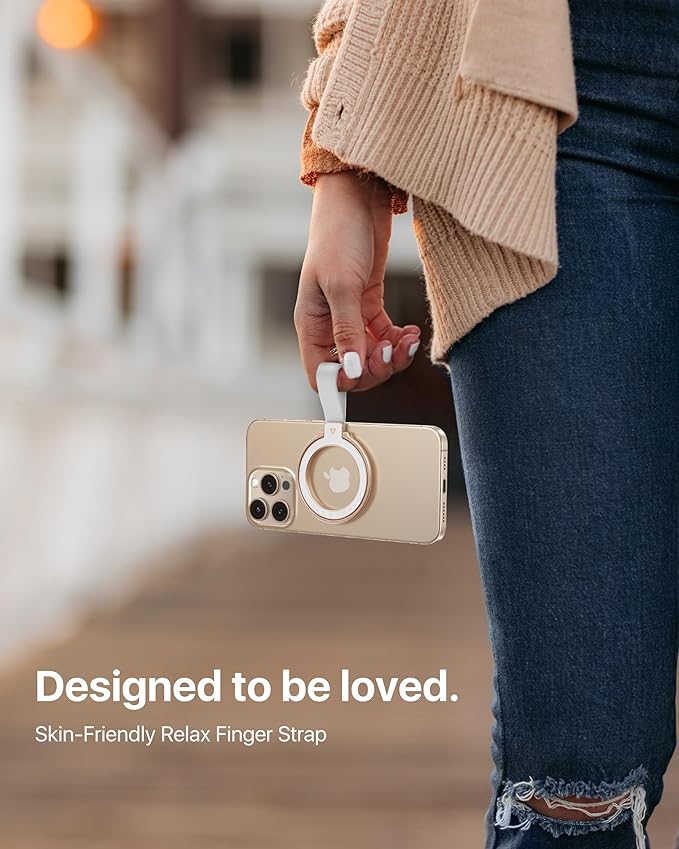 andobil [2025 Unrivaled Stability] Magnetic Phone Grip Holder for MagSafe Ring Stand Holder Kickstand Compatible with MagSafe Accessories for iPhone 17 Air 16 Pro Max Plus 15/14/13/12&Android,Rosegold