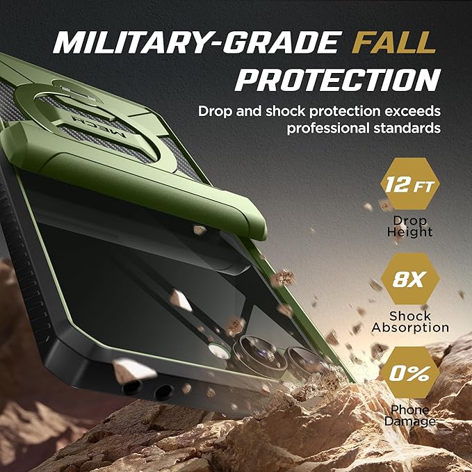 TONGATE 360° Spin Magnetic Stand for Z Flip 7 Case with Privacy Screen Protector, [Compatible with Magsafe] [Anti Spy] Full-Body Shockproof Samsung Galaxy Z Flip 7 Case with Hinge Protection, Green