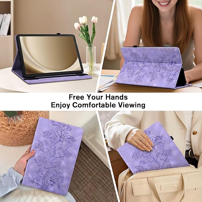 Case for Samsug Galaxy Tab A9+ Plus 11 inch 2024 (SM-X210/X216/X218), Slim PU Leather Folio Cover with Multi-Angle Stand and Pen Holder, Purple