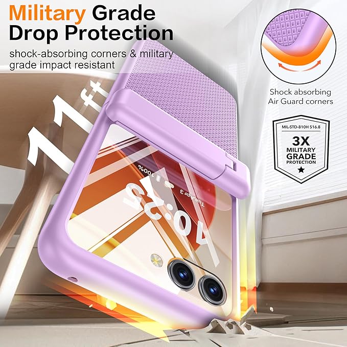 Oterkin Magnetic for Samsung Galaxy Z Flip 7 Case with [Built-in Screen Protector & Hinge Protection][Foldable Invisiable Stand] Military Grade Shockproof Full Body Protection Case for Galaxy Z Flip 7