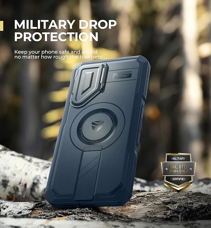 Dexnor for Samsung Galaxy S25 Plus Case with Camera Cover & Adjustable Kickstand & Built-in Screen Protector, Magnetic Rugged Shockproof Bumper Cases Heavy-Duty Protective Cover (2025),Navy Blue