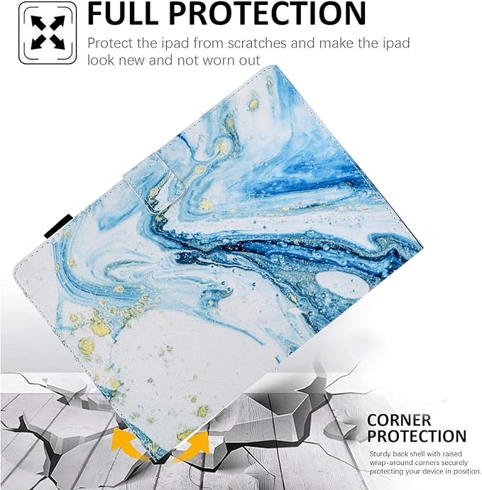 DTangLsm Case for Samsung Galaxy Tab A9 Plus/A9+ 5G 11 inch 2023 (Model: SM-X210 /SM-X216 /SM-X218) PU Leather Smart Folding Shell Stand Cover for Galaxy Tab A9+ Case with Auto Wake/Sleep, Marble Blue