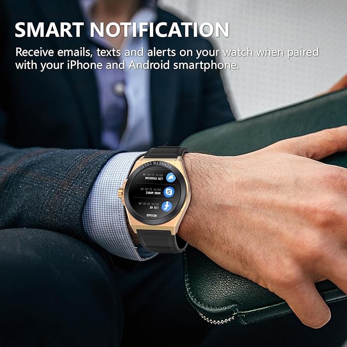 BRIBEJAT Smart Watch for Men, HD 1.32'' Stainless Steel Case Smartwatch, Waterproof Fitness Tracker Pedometer SpO2/Heart Rate/Sleep Monitor, Activity Tracker Compatible with iOS Android Phone