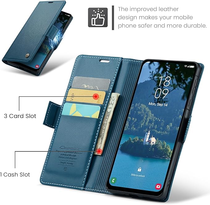 for Samsung Galaxy A56 5G Case, Premium PU Leather Wallet Case Flip Cover with [RFID Blocking][Card Holder][Stand Function] Shockproof Protective for Samsung Galaxy A56, Blue