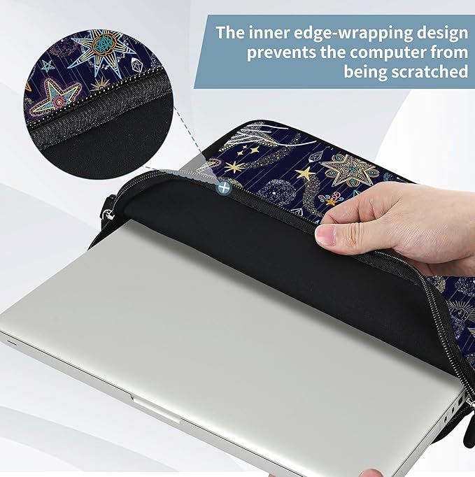 RICHEN 14 15 15.4 15.6 inch Laptop Shoulder Bag Messenger Bag Notebook Handle Sleeve Neoprene Carrying Case with Accessories Pocket (14-15.6 inch, Stars)