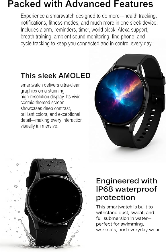 NexGen Smart Watch for Men & Women, 1.43 AMOLED Display, Smartwatch with GPS, Fitness Tracker, BT Calling, Waterproof, Alexa, Step Counter, Heart Rate Monitor, Sleep Tracking & Multiple Sports Modes