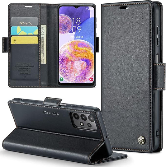for Samsung Galaxy A23 4G/5G Case, Premium PU Leather Wallet Case Flip Cover with [RFID Blocking][Card Holder][Stand Function] Shockproof Protective for Samsung Galaxy A23, Black