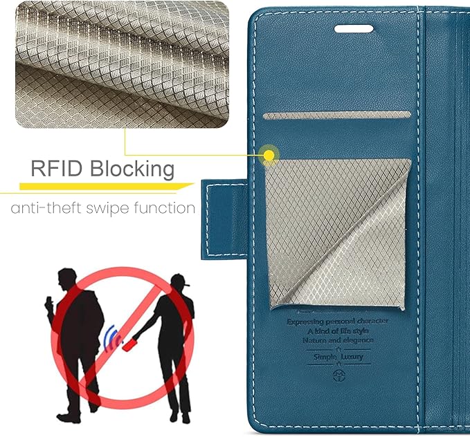 SINIANL for Samsung Galaxy S24 FE Wallet Case with RFID Blocking, Samsung S24 FE Case Wallet for Men Women with Card Holder Magnetic Clasp Kickstand Leather Book Folio Case for Galaxy S24 FE Blue