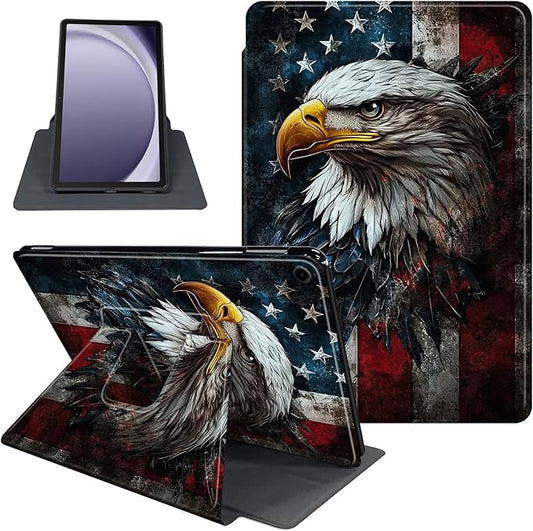 Case for Samsung Galaxy Tab A9 8.7 Inch 2023 Tablet Case, 360 Degree Rotating Folio Stand Smart Cover for Samsung Galaxy Tab A9 Tablet, Auto Sleep/Wake, American Flag Eagle