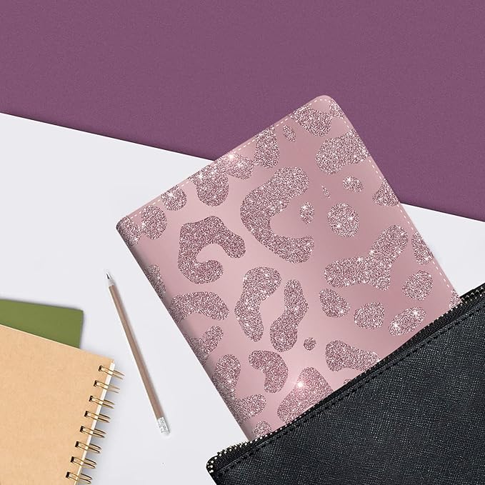 Samsung Galaxy Tab A9+ 11.2023 Case - Slim Fit Foldable Standing Cover with Auto Sleep/Wake, Rose Gold Leopard Glitter