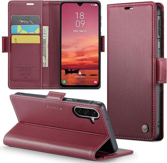 for Samsung Galaxy A26 5G Case, Premium PU Leather Wallet Case Flip Cover with [RFID Blocking][Card Holder][Stand Function] Shockproof Protective for Samsung Galaxy A26, Red