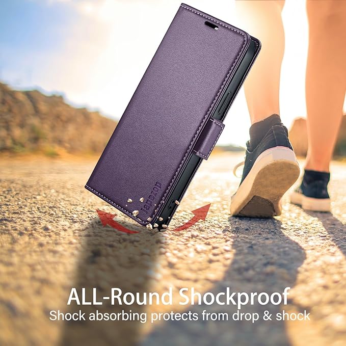 japezo iPhone 15 Pro Max 5G Wallet Case with [RFID Blocking],Card Holder Kickstand Magnetic,Leather Flip Case Wallet for iPhone 15 Pro Max 5G 6.7 Inch(Fashion Purple)