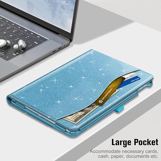 Fintie Case for iPad 9th / 8th / 7th Generation (2021/2020/2019) 10.2 Inch - [Corner Protection] Multi-Angle Viewing Stand Cover with Pocket & Pencil Holder, Auto Sleep Wake, Glittering Blue