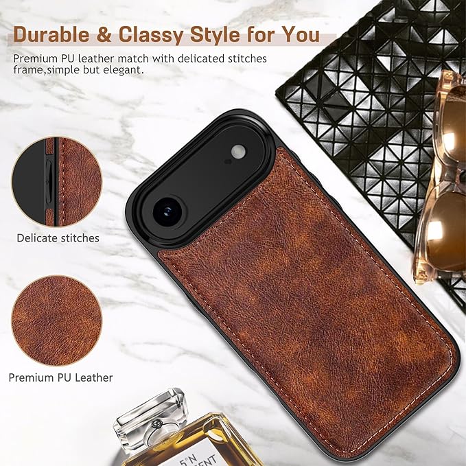LOHASIC for iPhone 17 Air Case, Vintage Leather Thin Slim Luxury PU Soft Flexible Bumper Non-Slip Grip Protective Cover Men Women Phone Case for iPhone 17 Air 6.5" 2025 - Retro Brown