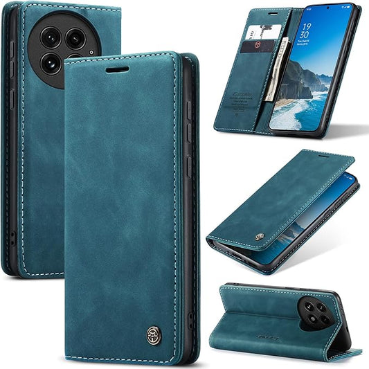 for OnePlus 13 Case, Flip Wallet Leather Case with Card Holder Magnetic Closure Shockproof Kickstand Protective Phone Cases Cover for OnePlus 13, Blue-Green