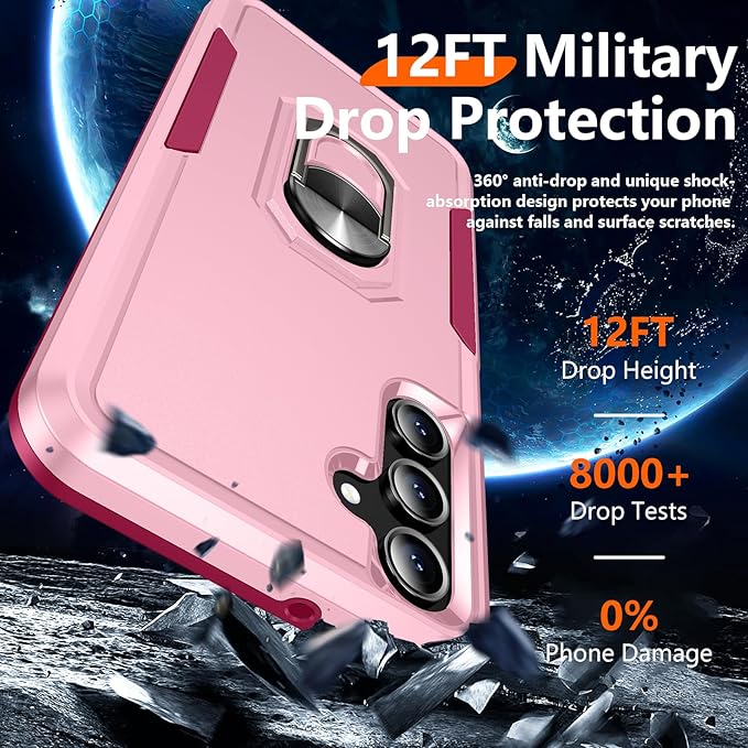 Red2Fire Designed for Samsung Galaxy A16 Case, [Built-in Invisible Stand][Military Grade Shockproof] Non-Slip Heavy Duty Full Body Shockproof Protection Phone Case Galaxy A16 5G Case,Pink