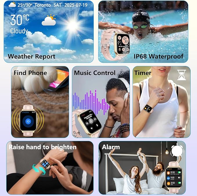 Smart Watch with Ai Functions GPS Tracking for Android Phones and iPhone Compatible Bluetooth Call Message Alert Heart Rate/Sleep Monitor IP68 Waterproof for Women