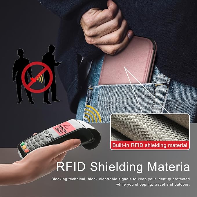 DJDUCK Designed for iPhone 14 Case Wallet with Card Holder, [Magnetic Clasp Cover] [RFID Blocking Leather Protection] Shockproof Women Men Cases 6.1 Inch for Apple 14 Rose Gold