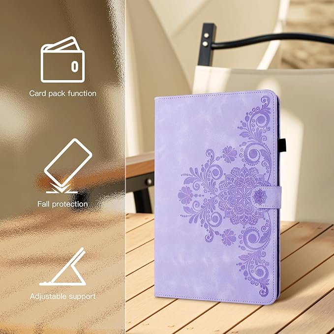Mantala Funda para for Lenovo Tab M11 2024 11 Inch, Soft Touch Faux Leather with Card Slots and Kickstand, Water-Proof Precise Cutouts Tablet Case Compatible with Lenovo Tab M11 / Tab K11 Purple