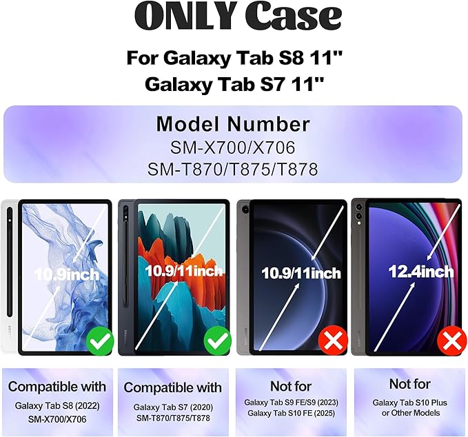 Case for Samsung Galaxy Tab S8/S7 11-inch 5G Tablet Case 2022/2020 [with Tempered Glass Screen Protector], 360° Rotating Kickstand/Hand & Shoulder Strap/S Pen Holder (Green)