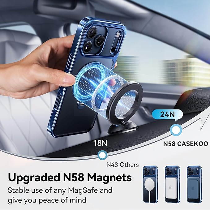 CASEKOO Deep Blue for iPhone 17 Pro Max Case with 360 Spin Magnetic Stand [Fit for MagSafe][17FT Military Protection] Slim Polished for iPhone 17 Pro Max Case with Stand 6.9'', Deep Blue