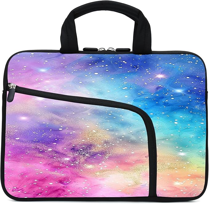 Laptop Sleeve - 11.6-12.2 inches Chromebook, Ultrabook & Tablet Case - Neoprene Handle Sleeve for Men & Women, Two Pockets (Starry Sky)