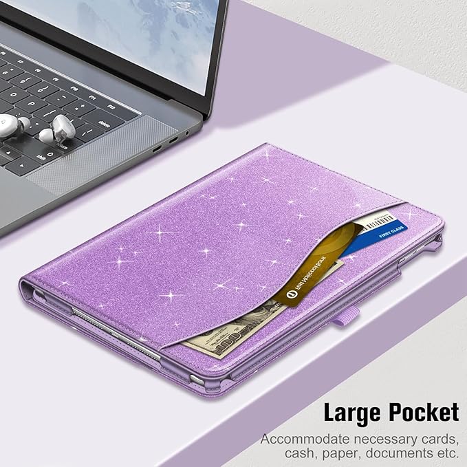 Fintie Case for iPad 9th / 8th / 7th Generation (2021/2020/2019) 10.2 Inch - [Corner Protection] Multi-Angle Viewing Stand Cover with Pocket & Pencil Holder, Auto Sleep Wake, Glittering Purple