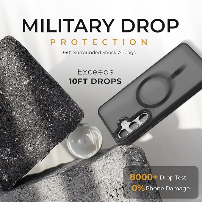 MOTIVE Designed for Samsung Galaxy s25 Plus Case with Belt Clip, Semi-Clear Case Magnetic Compatible with MagSafe, Slim Cover, Drop Tested s25 Plus Holster Case 6.7” | Clear Frost [Fits s24 Plus]