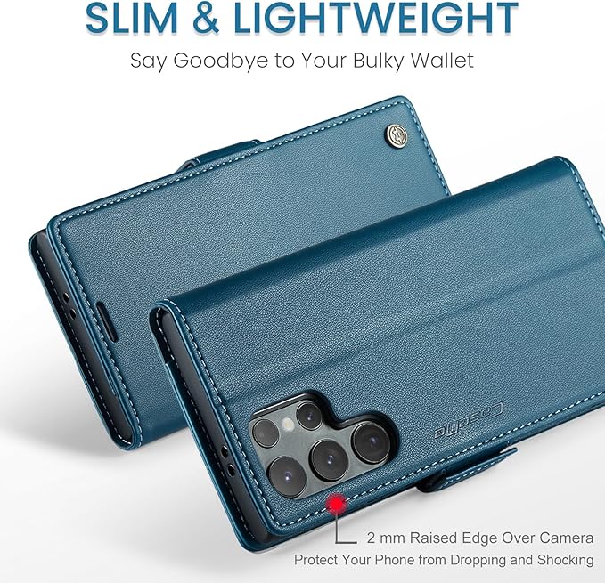 SINIANL Samsung Galaxy S24 Ultra Wallet Case with RFID Blocking, Samsung S24 Ultra Case Wallet for Women Men Card Holder Magnetic Clasp Kickstand Leather Book Folio Case for Galaxy S24 Ultra Blue