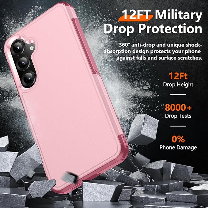 Red2Fire for Samsung Galaxy S25 Case, [Military Grade Drop Protection] Heavy Duty Full Body Shockproof Protection Non-Slip Phone Case for S25 Case 6.2 inch,Pink